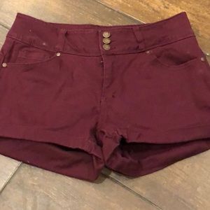 Maroon jean shorts